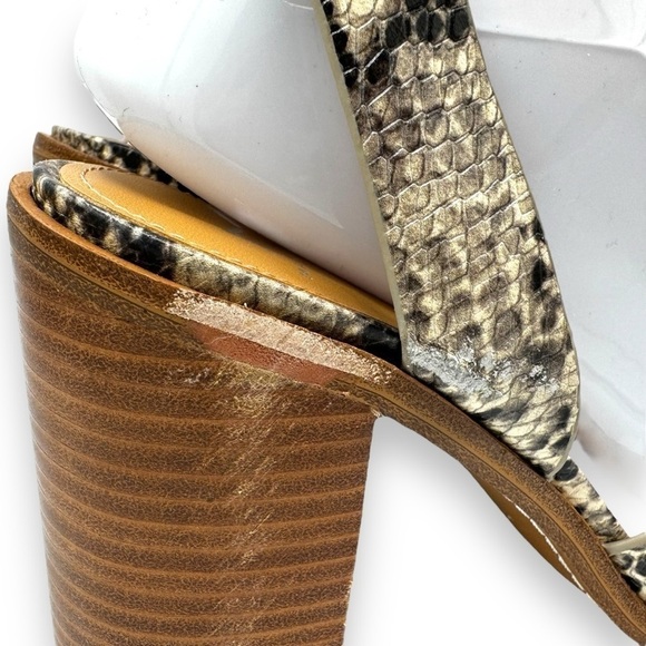 Marc Fisher Lorla Ankle Strap Block Heel Sandals, Snakeskin Embossed, Size 8.5M - Picture 9 of 13